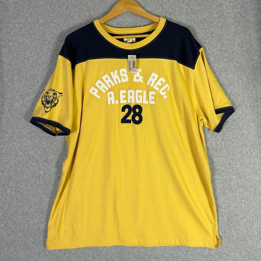 American Eagle Outfitters Parks & Rec‎ Yellow Navy Graphic T Shirt Mens XXL NWT